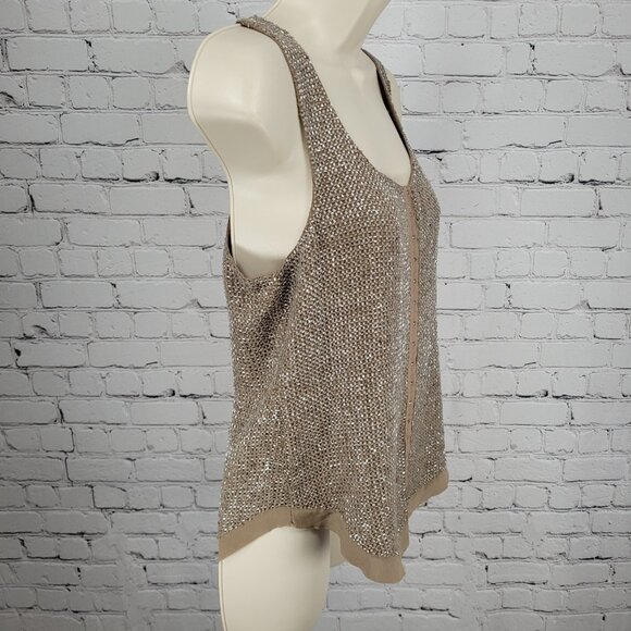 Renzo + Kai Brown 100% Silk Heavy Beaded Hook & Eye Lined Tank Top Size Small S - Picture 13 of 14